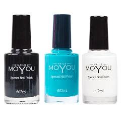 MoYou Nails Bundle of 3 Stamping Nail Polish: Schwarz, Weiß und Tiffany-Grün. Farben werden von Profis im Nagelbereich verwendet von MoYou