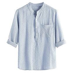 Herren -Hemden Streifendruck lässige Bluse Kariert Hemd Herren (Blue, XXXXL) von Moadirk