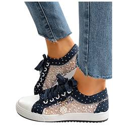 Damen Schuhe Frühling Bestickte Spitze Atmungsaktive Stoffschuhe Leicht Schnürhalbschuhe Flache Schuhe Elegante Sneaker Frauen Laufschuhe Sportlich Freizeitschuhe Walkingschuhe von Mobanna