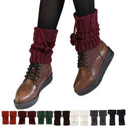 Mobanna Damen Stulpen Beinwärmer Kurz, Damen Stricken Stulpen Socken Frauen Kurzer Boot Abdeckung Wärm Beinstulpen, Boot Socken Winter Warm Häkeln Strick Boot Manschetten Socken von Mobanna