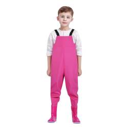 Mobanna Wathose Kinder Wasserdicht Regenhosen Regenstiefel 2 in 1 Sohle Gummistiefel Atmungsaktive Hosenträger Matschhose rutschfeste Bequem Dauerhaft Anglerhose für Jungen und Mädchen von Mobanna