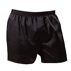 Herren Satin Boxershorts Seide Schlafshorts Seide Boxershorts Pyjama Shorts Hose Unterwäsche Knopfleiste, Schwarz, X-Large von Mobarta