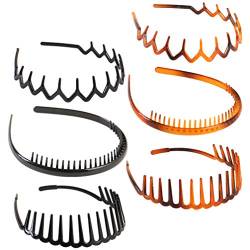 6Pcs Zick Zack Stirnbänder Zähne Kämme Hai Zähne Haarkämme Haarbänder Haare Hoop Zickzack Stirnbänder für Frauen Mädchen Männer Haarzubehör von Mobestech