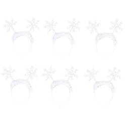 Mobestech 6st Weihnachts-schneeflocke-stirnband Schneeflocken-kopf-bopper Weihnachtsstirnbänder Schneeflocken Haarschmuck Schneeflocken-haarreifen Haarnadel Erwachsener Weiß Plastik Mädchen von Mobestech