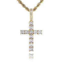 Moca Jewelry Iced Out 925 Sterling Silber Kreuz Anhänger Bling CZ Simulierte Diamant Hip Hop Halskette für Männer Frauen, Metall, Zirkonia, Diamant von Moca Jewelry