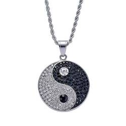 Moca Schmuck Hip Hop Iced Out Taiji Yin und Yang Symbol Pendent 18 Karat Vergoldete Halskette für Männer Frauen von Moca Jewelry