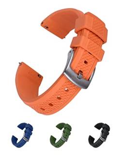 Uhrenarmbänder mit Schnellverschluss aus robustem Kautschuk für Armbanduhren und Smartwatches, mit Edelstahl Schließe, Farbe wählbar - 20mm, 22mm von Moccaventi