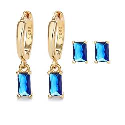 Creolen Gold mit blauen Ohrringen, creolen gold klein für Frauen 14K Gold Ohrringe Set hypoallergene Schmuck Gold Ohrringe für Mädchen und Männer von Mocicafier