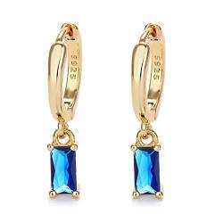 Goldene Ohrringe Damen mit blauen Ohrringen, Creolen Gold für Frauen 14K Mini Creolen Gold Ohrringe für Mädchen und Männer 2PCS von Mocicafier