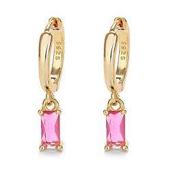 Goldene Ohrringe Damen mit heißen rosa Ohrringen, Creolen Gold für Frauen 14K Gold Reifen hypoallergenen Schmuck Kreolen Gold für Mädchen und Männer 2PCS von Mocicafier