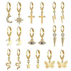 Ohrringe Set Für mehrere Ohrlöcher Goldene Ohrringe Damen Ohrringe Set Creolen Gold Für Frauen Mädchen und Männer 9 Paare von Mocicafier