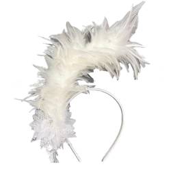 Mocoocouture Feder Stirnband Fascinator Stirnband Cosplay Haarband 1920er Jahre Kopfschmuck Vintage Feder Haar Accessoire Für Frauen Weihnachtsfeier Dekoration von Mocoocouture