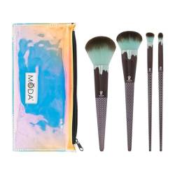 MODA Royal & Langnickel 5-teiliges Make-up-Pinsel-Set mit Tasche, enthält Puder, Teint, Winkelblender und Detailpinsel, Minzschokolade von Moda