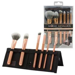 Moda Royal & Langnickel MSET-TF7RG Make-up-Pinsel-Set mit Tasche, inklusive Puder, Foundation, Winkelschattenpinsel, Smoky Eye, Augenbrauenliner und spitze Lippenpinsel, Roségold, MSET-TF7RG von Moda