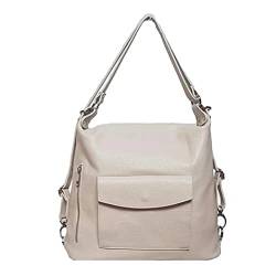 Modarno Italiane 2 in 1 Schultertasche für Damen aus echtem Leder, cremefarben von Modarno