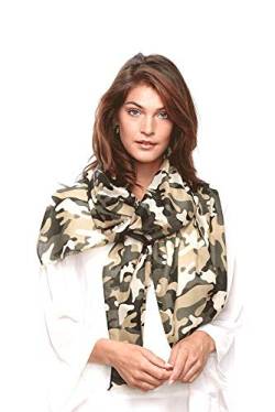 Modassori Damen-Schal, lässig und komfortabel, Camouflage Army Look, Trend-Mode 2024, Naturgewebe 50% Baumwolle 50% Viskose, 190 cm x 70 cm, Artikelname Camou Chic von Modassori