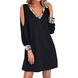 Damen Kleider Blusenkleid V-Ausschnitt Elegant Kleid Chiffon-Kleider mit A-Linie 3/4 Ärmel Party Kleid für hochzeitsgäste Lose Tunika Kleid von Modaworld