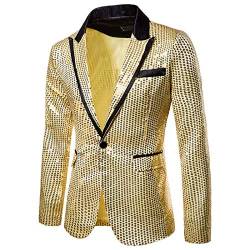 Herren Shiny Pailletten Anzug Sakko Glitzer Pailletten Anzugjacke Slim Fit Herrenmode Blazer Geschenk Herren Outerwear Sakko Reverskragen Der MäNner HüBsche Jacken-Blazer FüR Nachtklub, Hochzeit von Modaworld