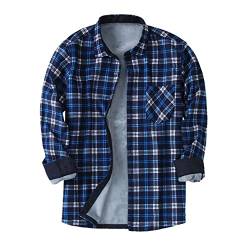 Herren Thermohemd Fleece Gefüttert Warme Karohemd Modisch Kariertes Fleecefutter Button-up Flanellhemd für Männer Herbst Winter Langarm Winddicht Holzfällerhemd Winterjacke Regular Fit Freizeithemden von Modaworld