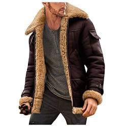 Lederjacken Herren Mantel Echtes Leder Stehkragen Motorrad Militär Fliegerjacke Bomberjacke Gefüttert Blouson Motorradjacke Übergangsjacke Vintage Warm Wasserdicht Jacke Windbreaker Winterjacke von Modaworld