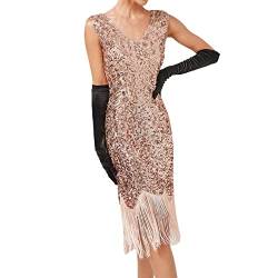 Modaworld Damen Flapper Kleid 20er Jahre Gold Pailettenkleider für Glitzer Kleid Party Kurz Kostüm Kleid DamenPailletten Retro 1920er Jahre Stil V-Ausschnitt Great Gatsby Damen Partykleid von Modaworld