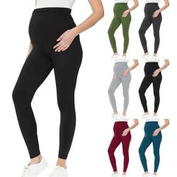 Modaworld Damen Umstandsleggings High Waist Schwangerschaftsleggings Blickdicht Freizeithose Umstandshose Stretch Umstandsmode für Schwangere Lang von Modaworld