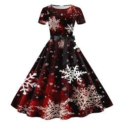 Modaworld Damen Weihnachtskleid Elegant Weihnachts Retro Cocktail Abschlussball Kleider 50er Rockabilly Ärmellos Kleid Ballkleid Cocktailkleid Partykleid von Modaworld