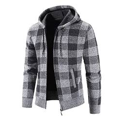 Modaworld Herren Gefüttert Winterjacke Warm Kariertes Hemd Fleece Baumwolle Holzfällerhemd Thermo Plaid Kapuzenhemd Lässige Outdoor Kariertes Hemd mit Vielen Taschen von Modaworld