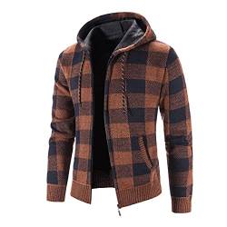 Modaworld Herren Gefüttert Winterjacke Warm Kariertes Hemd Fleece Baumwolle Holzfällerhemd Thermo Plaid Kapuzenhemd Lässige Outdoor Kariertes Hemd mit Vielen Taschen von Modaworld