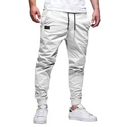 Modaworld Herren Hose Chino Cargo Hose Jogginghose Herren Baumwolle Sporthose Casual Freizeithose Elastische Taille mit Kordelzug Sweatpants Cargohose Herren mit Taschen von Modaworld