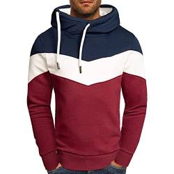 Modaworld Hoodie Herren Kapuzenpullover Patchwork Sweatshirts Casual Langarm Hoody Pullover Tops mit Kängurutaschen von Modaworld