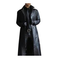 Modaworld Ledermantel Herren Lang Schwarz Mittelalter Zweireiher Mantel Steampunk Gothic Jacke Vintage Viktorianischen Cosplay Kostüm Trenchcoat Distressed Herrenmantel Große Größe von Modaworld