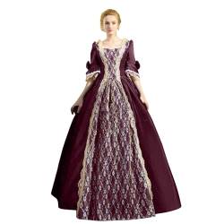 Modaworld Mittelalter Renaissance Kostüm für Damen Vintage Lange Kleider Bodenlanges Abendkleid Elegant Gothic Kleid Viktorianisches Prinzessin Kleidung Barock Rokoko Kostüm Karneval Partykleid von Modaworld