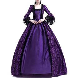 Modaworld Mittelalter Renaissance Kostüm für Damen Vintage Lange Kleider Bodenlanges Abendkleid Elegant Gothic Kleid Viktorianisches Prinzessin Kleidung Barock Rokoko Kostüm Karneval Partykleid von Modaworld