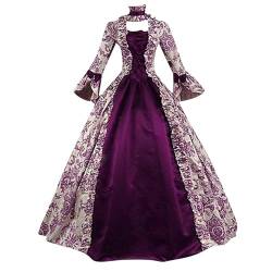 Modaworld Mittelalter Renaissance Kostüm für Damen Vintage Lange Kleider Bodenlanges Abendkleid Elegant Gothic Kleid Viktorianisches Prinzessin Kleidung Barock Rokoko Kostüm Karneval Partykleid von Modaworld