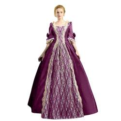 Modaworld Mittelalter Renaissance Kostüm für Damen Vintage Lange Kleider Bodenlanges Abendkleid Elegant Gothic Kleid Viktorianisches Prinzessin Kleidung Barock Rokoko Kostüm Karneval Partykleid von Modaworld