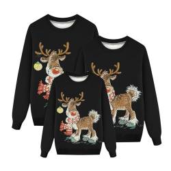 Modaworld Weihnachten Pullover Set Partnerlook Pärchen Weihnachtspullover Familie Set Gestrickte Strickpullover Winterpullover Weihnachtspullis Sweatshirt Pullover Kinder Damen Herren von Modaworld