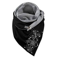 Schal Damen Dreiecksschal Elegant Farbe Katze Tier Drucken Button Dreieckstuch Warmee Herbstschal Winterschal Karo Tartan Halstücher Cape Herbstschal Mit Knöpfen Weich Scarf Dreieckstuch Lätzchen von Modaworld