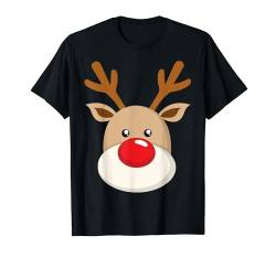 Süß Rentier Rudolf Rote Nase Weihnachten Xmas Party T-Shirt von Mode Und Kleidung Für Weihnachten - dizeyns