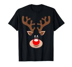 Süßes Rentier Rudolf Rote Nase Weihnachten Party T-Shirt von Mode Und Kleidung Für Weihnachten - dizeyns