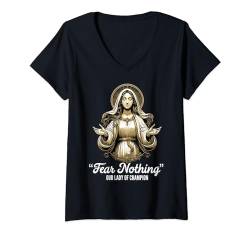 Damen Unsere Liebe Frau von Good Help, Wisconsin, Amerikanisch, Katholisch T-Shirt mit V-Ausschnitt von Modern Day Catholic Designs