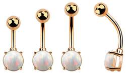 Bauchnabel Piercing Banane 1,6 x 10 mm rosegold mit 7 mm Opal von Modern Nature Piercing-Schmuck