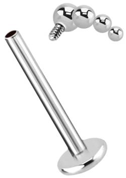Helix Piercing Labret Stud, 1,2 x 5 mm mit Bogen aus 4 Kugeln, Modell 1 von Modern Nature Piercing-Schmuck