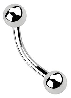 Modern Nature Piercing-Schmuck Bauchnabelpiercing Gebogener Titan Stab in 1,6 x 11 mm + 2 Titan Kugeln in 4 mm von Modern Nature Piercing-Schmuck