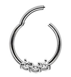 Piercing Ring Smooth Segment Clicker mit Stein, 316l Stahl in 1,2 x 10 mm von Modern Nature Piercing-Schmuck