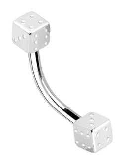 Piercing Schmuck Banane Titan 1,6 x 11 mm + 2 Stahl Würfel in 4 mm von Modern Nature Piercing-Schmuck