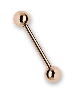 Piercing Stab 316l Stahl Rose Gold beschichtet in 1,6 x 12 mm mit 5 mm Kugeln von Modern Nature Piercing-Schmuck