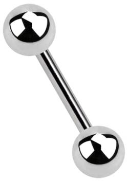 Titan Piercing Barbell, Stab in 1,2 x 6 mm mit zwei 4 mm Titan Kugeln von Modern Nature Piercing-Schmuck