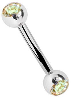 Titan Piercing Schmuck Banane in 1,2 x 12 mm mit 2 multiklaren Steinkugeln in 3 mm von Modern Nature Piercing-Schmuck