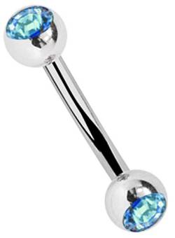 Titan Piercing Schmuck Banane in 1,2 x 6 mm mit 2 multiblauen Steinkugeln in 4 mm von Modern Nature Piercing-Schmuck